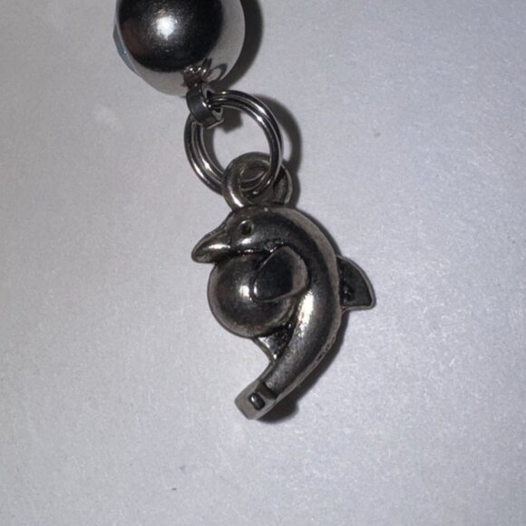 Aqua Blue Dolphin with Ball Dangle Belly Ring - Picture 13 of 16